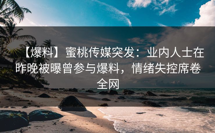 【爆料】蜜桃传媒突发：业内人士在昨晚被曝曾参与爆料，情绪失控席卷全网
