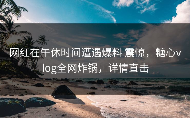 网红在午休时间遭遇爆料 震惊，糖心vlog全网炸锅，详情直击