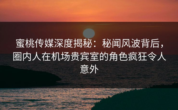 蜜桃传媒深度揭秘：秘闻风波背后，圈内人在机场贵宾室的角色疯狂令人意外